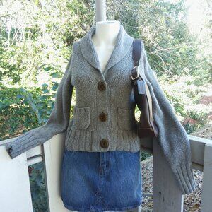Vintage Y2K Gap Cotton Lambswool Shawl Chunky Knit Cardigan Sweater